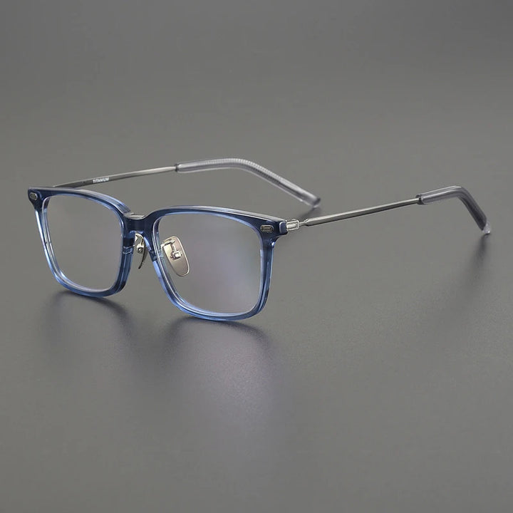 Black Mask Unisex Full Rim Square Acetate Titanium Eyeglasses Mm85 Full Rim Black Mask