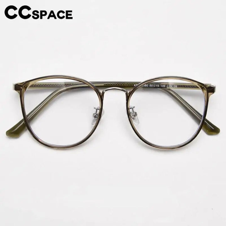 CCspace Unisex Full Rim Round Tr 90 Titanium Eyeglasses 57021 Full Rim CCspace