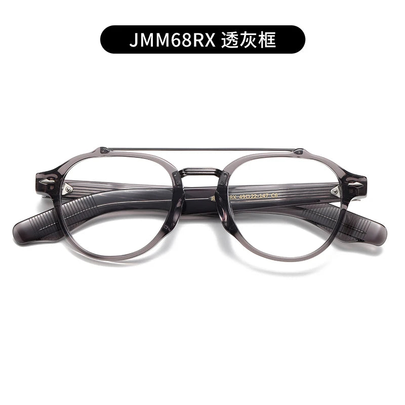 Nobler Unisex Full Rim Round Double Bridge Titanium Acetate Eyeglasses J068 Full Rim Nobler C6