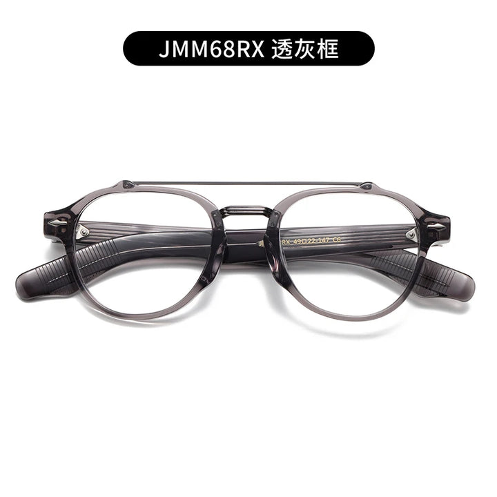 Nobler Unisex Full Rim Round Double Bridge Titanium Acetate Eyeglasses J068 Full Rim Nobler C6
