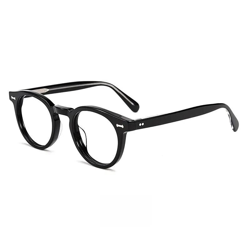 Yimaruili Unisex Full Rim Round Acetate Eyeglasses Kbt9861 Full Rim Yimaruili Eyeglasses Black