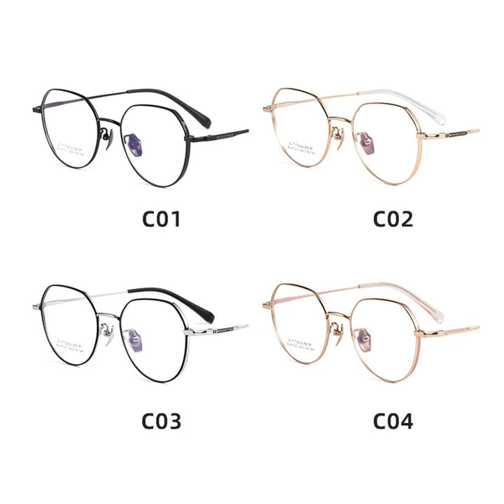 Handoer Women's Full Rim Polygon Titanium Eyeglasses 87007 Full Rim Handoer