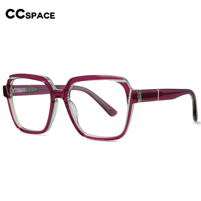 CCspace Unisex Full Rim Irregular Square Acetate Eyeglasses 56315 Full Rim CCspace