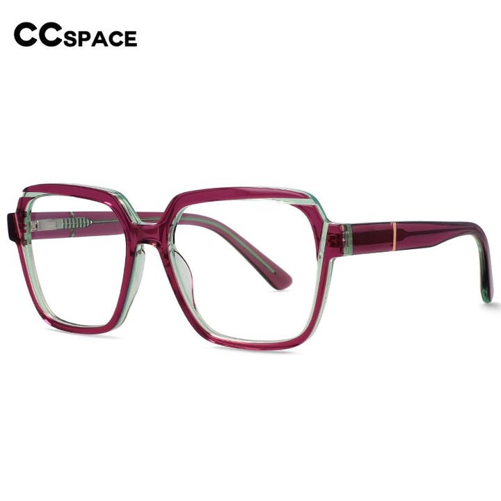 CCspace Unisex Full Rim Irregular Square Acetate Eyeglasses 56315 Full Rim CCspace