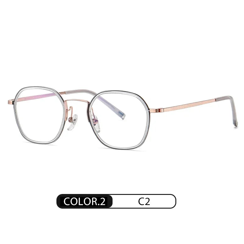 Hotony Women's Full Rim Oval Square Titanium Acetate Eyeglasses 72322 Full Rim Hotony C2