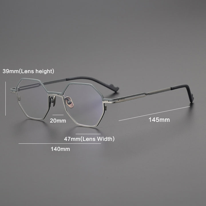 Gatenac Unisex Full Rim Polygon Square Titanium Eyeglasses Gxyj1034 Full Rim Gatenac