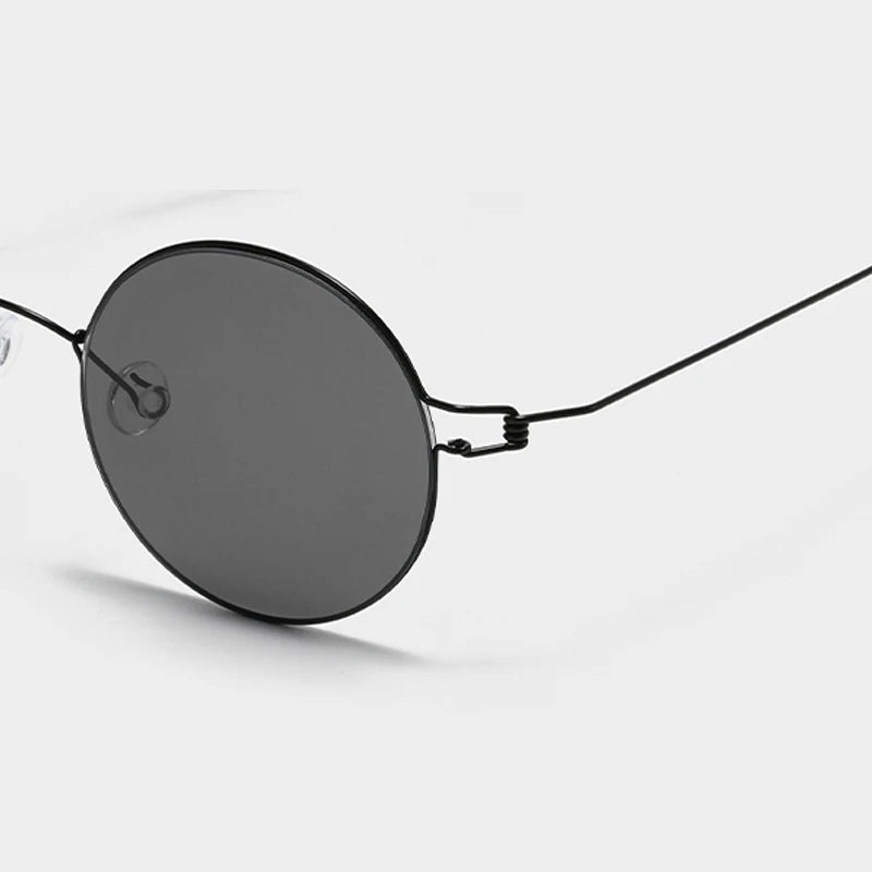 Black Mask Unisex Full Rim Round Screwless Titanium Sunglasses 28609 Full Rim Black Mask