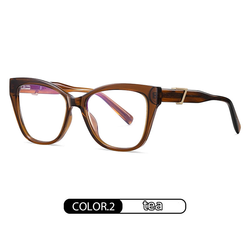 Kocolior Unisex Full Rim Cat Eye Acetate Alloy Hyperopic Reading Glasses C909 Reading Glasses Kocolior Tea 0