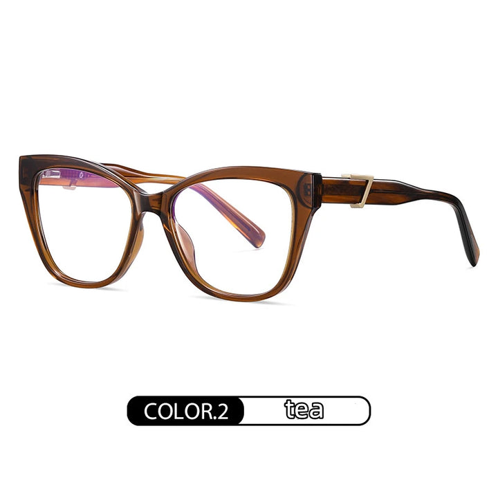 Kocolior Unisex Full Rim Cat Eye Acetate Alloy Hyperopic Reading Glasses C909 Reading Glasses Kocolior Tea 0