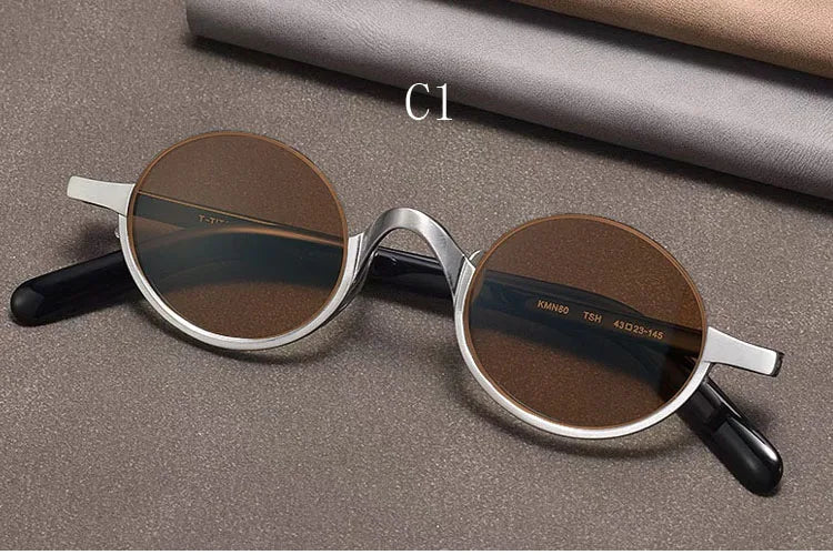 Yujo Unisex Semi Rim Oval Titanium Polarized Sunglasses Y4338 Sunglasses Yujo C1 CHINA
