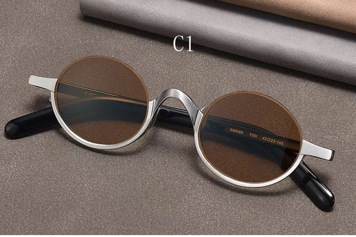 Yujo Unisex Semi Rim Oval Titanium Polarized Sunglasses Y4338 Sunglasses Yujo C1 CHINA