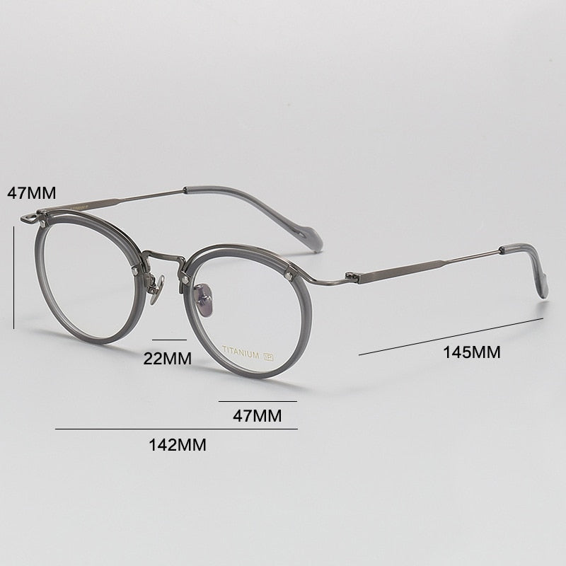 Gatenac Unisex Full Rim Round Acetate Titanium Eyeglasses Gxyj1069 Full Rim Gatenac
