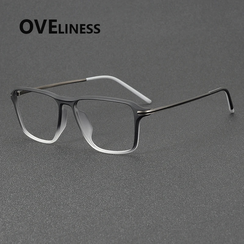 Oveliness Unisex Full Rim Square Acetate Titanium Eyeglasses 92351 Full Rim Oveliness gradient black