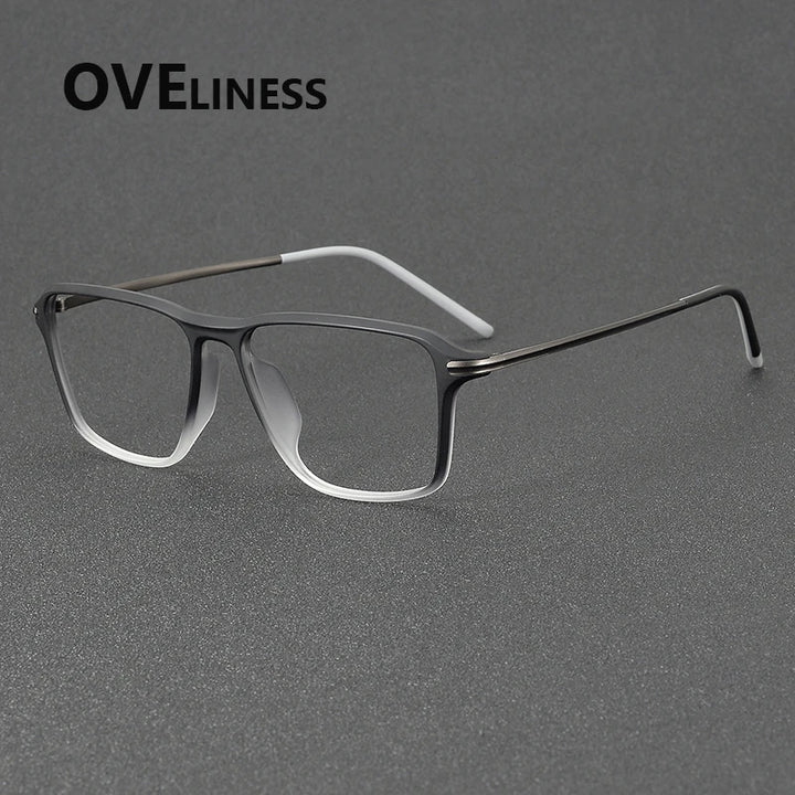 Oveliness Unisex Full Rim Square Acetate Titanium Eyeglasses 92351 Full Rim Oveliness gradient black