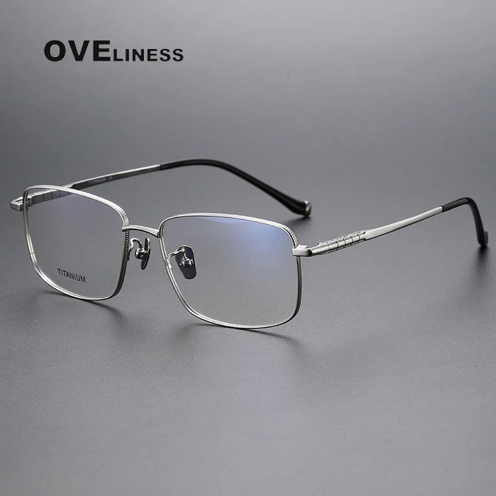 Oveliness Men's Full Rim Square Titanium Eyeglasses 80902 Full Rim Oveliness silver  