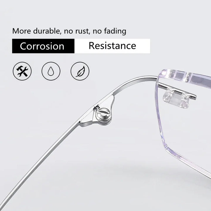 Kocolior Unisex Rimless Square Titanium Hyperopic Reading Glasses 8161 Reading Glasses Kocolior
