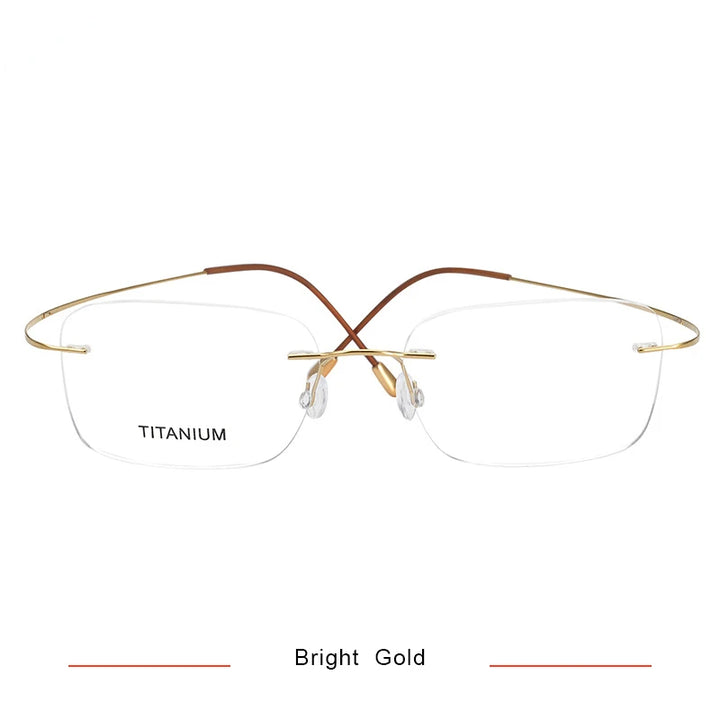 Brightzone Unisex Rimless Square Screwless Titanium Eyeglasses 71616 Rimless Brightzone Bright Gold