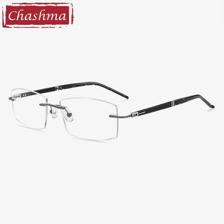 Chashma Men's Rimless Square Titanium Eyeglasses 52056
