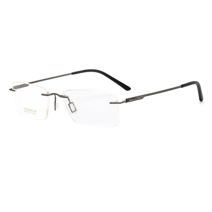 Bclear Unisex Rimless Square Titanium Eyeglasses My9911 Rimless Bclear   