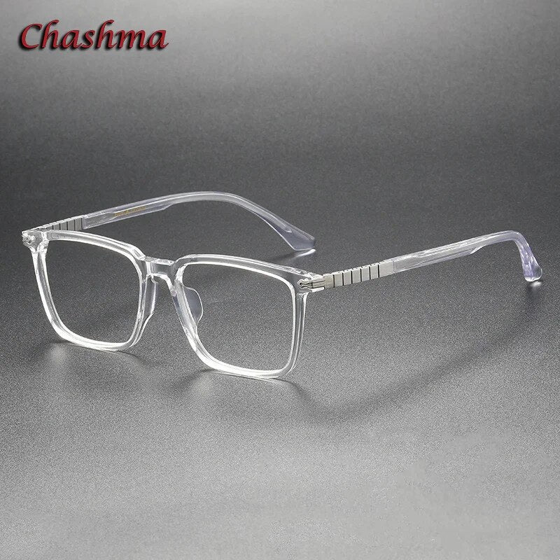 Chashma Ochki Unisex Full Rim Square Acetate Eyeglasses 9630 Full Rim Chashma Ochki Transparent  