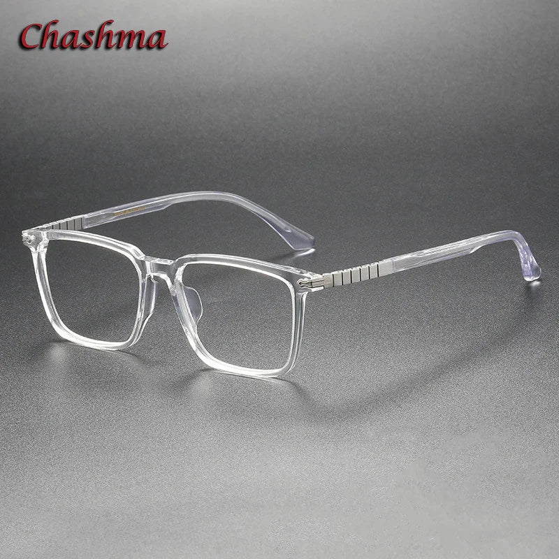 Chashma Ochki Unisex Full Rim Square Acetate Titanium Eyeglasses 29630