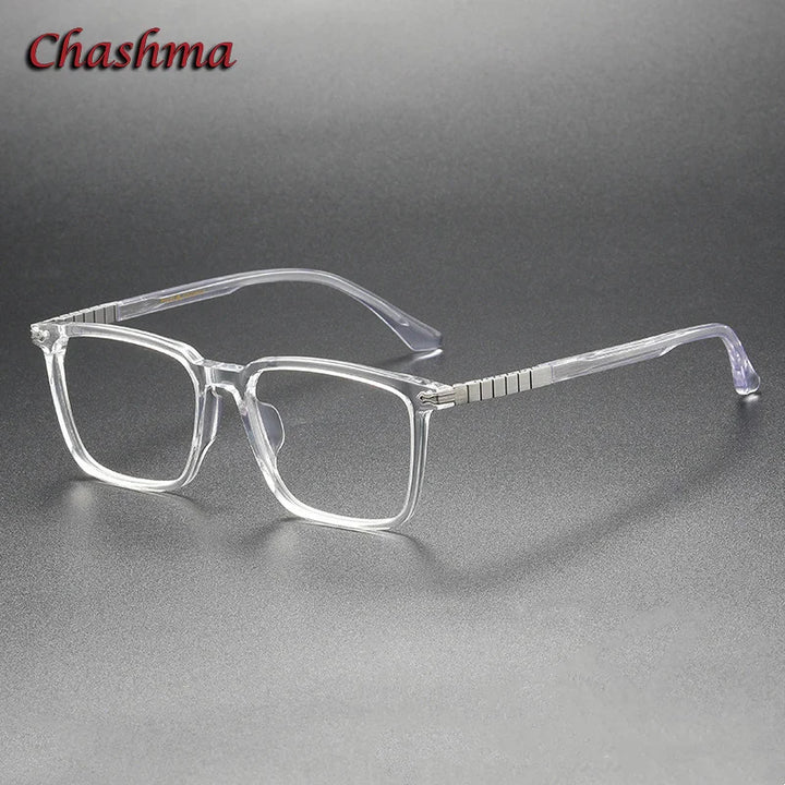 Chashma Ochki Unisex Full Rim Square Acetate Titanium Eyeglasses 29630