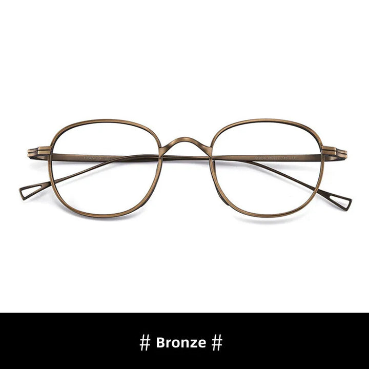 Kocolior Unisex Full Rim Round Titanium Hyperopic Reading Glasses 8016 Reading Glasses Kocolior Bronze 0