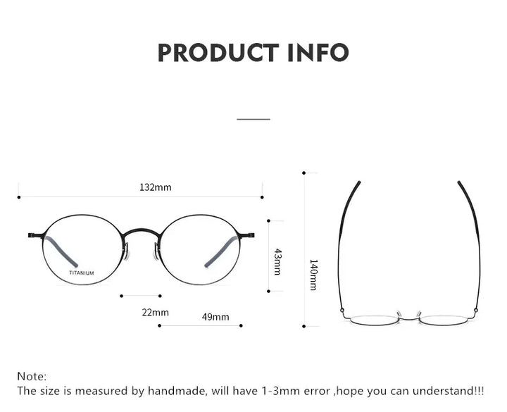 Aimee Women's Full Rim Round Screwless Titanium Eyeglasses 554204