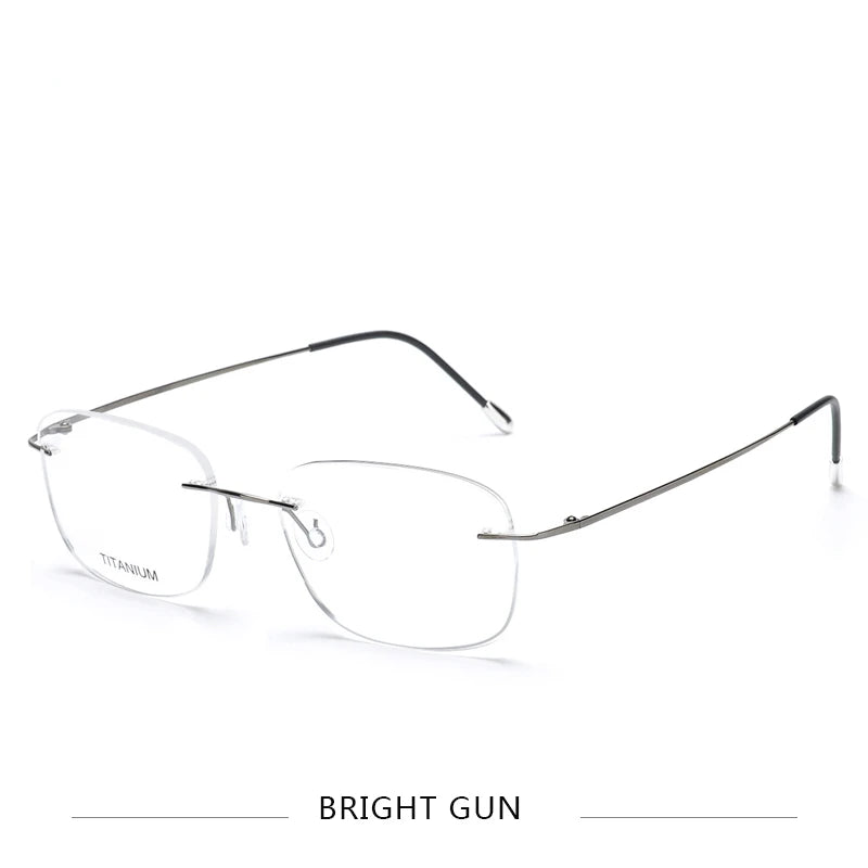 Brightzone Unisex Rimless Oval Square Titanium Eyeglasses 71610 Rimless Brightzone Bright Gun