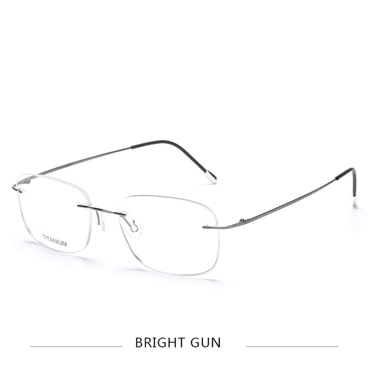 Brightzone Unisex Rimless Oval Square Titanium Eyeglasses 71610 Rimless Brightzone Bright Gun