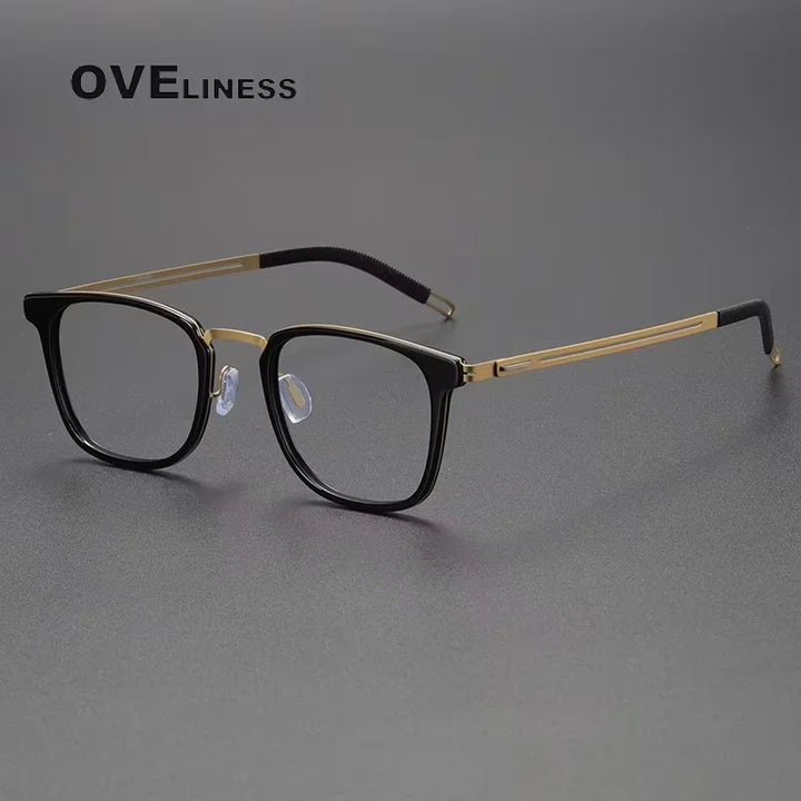 Oveliness Women's Full Rim Square Acetate Titanium Eyeglasses 82028