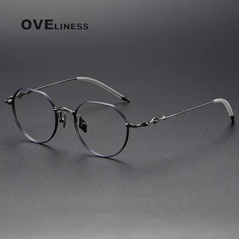 Oveliness Women's Full Rim Flat Top Round Titanium Eyeglasses 614136