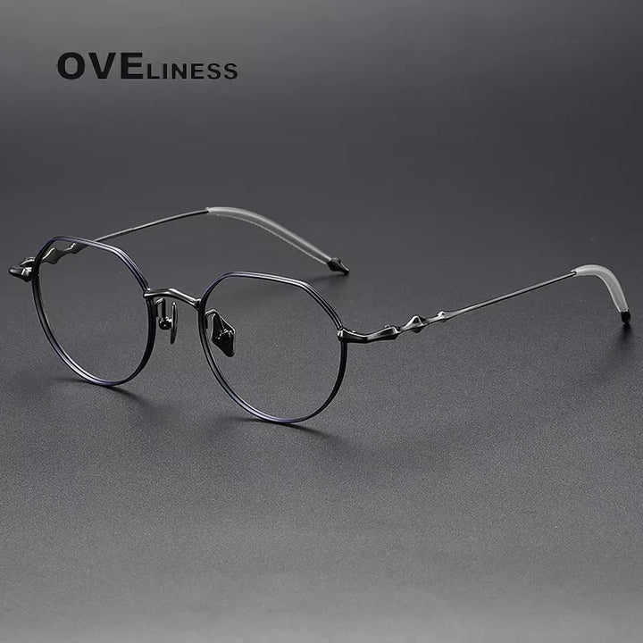 Oveliness Women's Full Rim Flat Top Round Titanium Eyeglasses 614136
