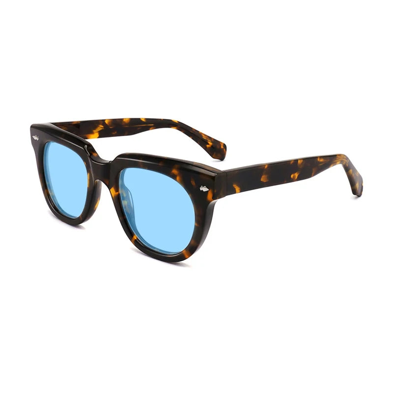 Gatenac Unisex Full Rim Square Acetate Polarized Sunglasses Mo17 Sunglasses Gatenac Tortoiseshell Blue