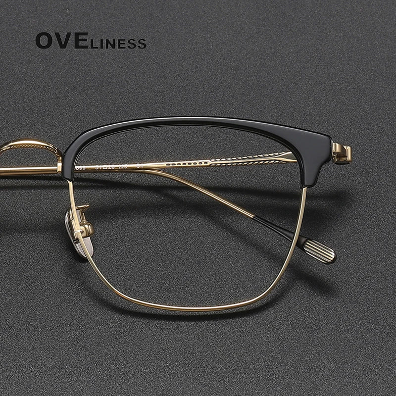 Oveliness Unisex Full Rim Cat Eye Acetate Titanium Eyeglasses 80899 Full Rim Oveliness