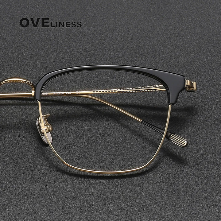 Oveliness Unisex Full Rim Cat Eye Acetate Titanium Eyeglasses 80899 Full Rim Oveliness