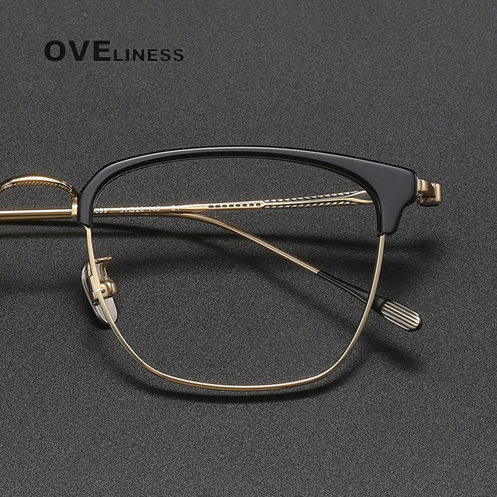 Oveliness Unisex Full Rim Cat Eye Acetate Titanium Eyeglasses 80899 Full Rim Oveliness   