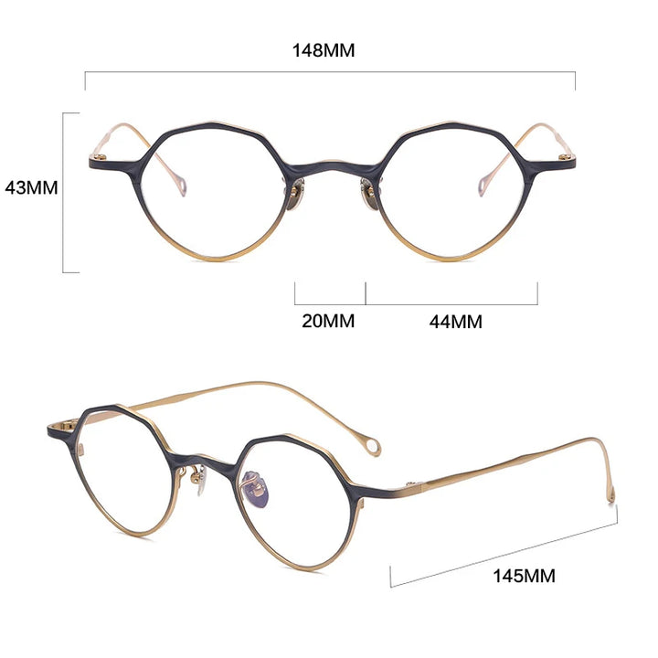 Gatenac Unisex Full Rim Small Polygon Titanium Eyeglasses Gxyj1464 Full Rim Gatenac