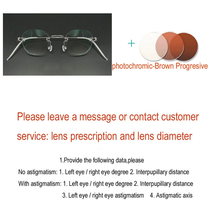 Yujo Unisex Rimless Polygon Stainless Steel Eyeglasses Custom Lens Options Rimless Yujo C7 China 