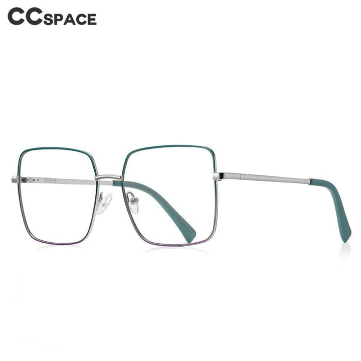 CCspace Unisex Full Rim Square Spring Hinge Alloy Eyeglasses 56270 Full Rim CCspace