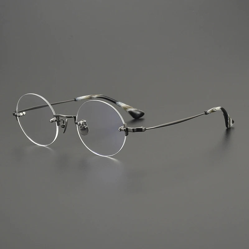 Gatenac Unisex Rimless Polygon Round Titanium Eyeglasses G41486