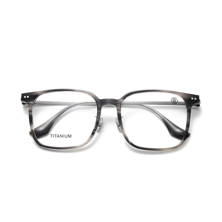 Aror Unisex Full Rim Square Acetate Titanium Eyeglasses 84296 Full Rim Aror Gray