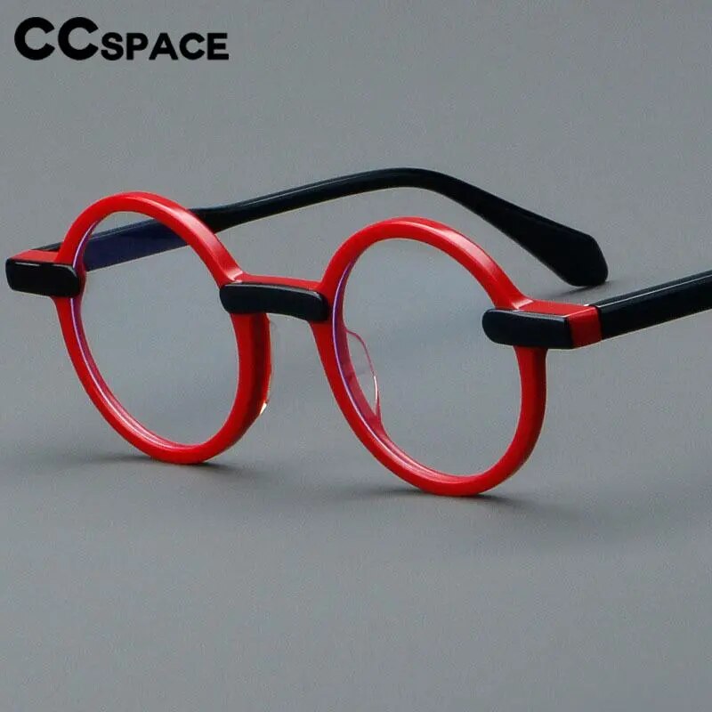CCspace Unisex Full Rim Round Acetate Eyeglasses 56994 Full Rim CCspace