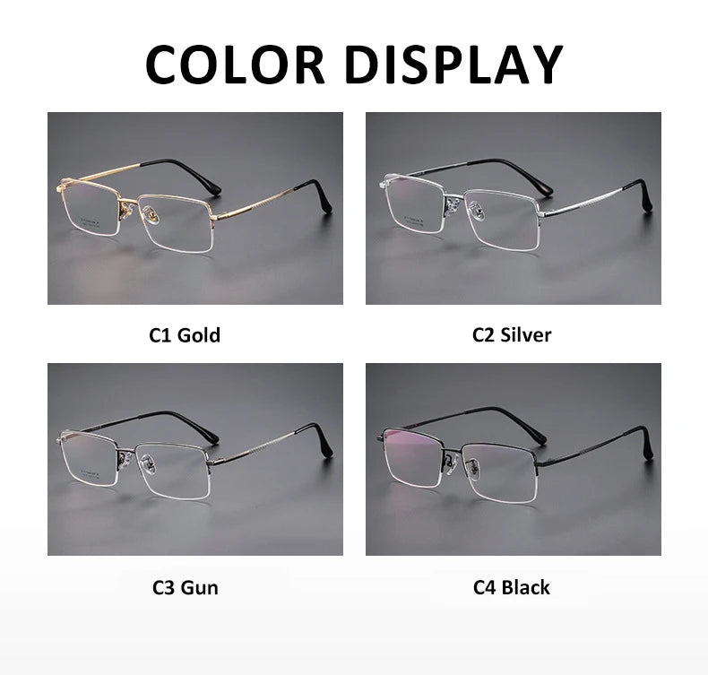 Vicky Unisex Semi Rim Square Polygon Titanium Reading Glasses 18012 Reading Glasses Vicky