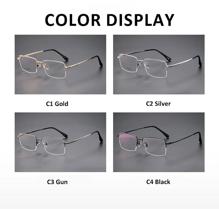 Vicky Unisex Semi Rim Square Polygon Titanium Reading Glasses 18012 Reading Glasses Vicky