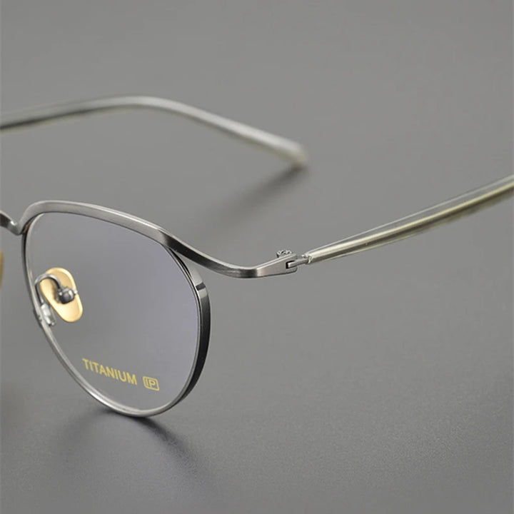 Black Mask Unisex Full Rim Round Titanium Eyeglasses Kv127 Full Rim Black Mask