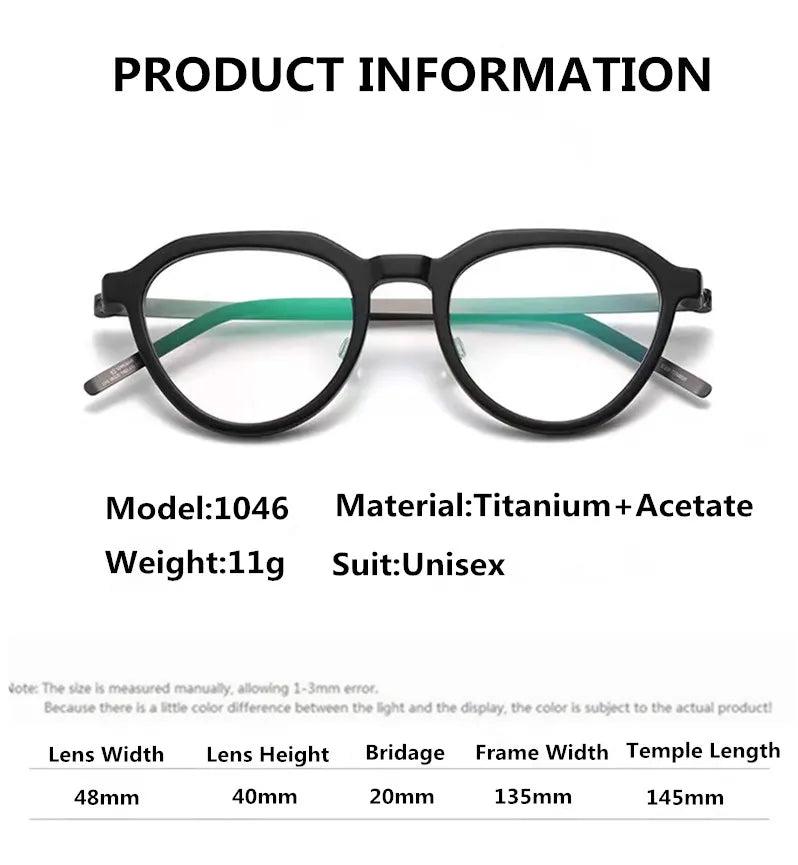 Aimee Women's Full Rim Flat Top Oval Acetate Titanium Eyeglasses 81046 Full Rim Aimee