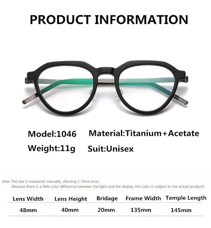 Aimee Women's Full Rim Flat Top Oval Acetate Titanium Eyeglasses 81046 Full Rim Aimee