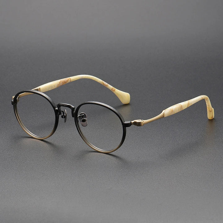 Blaack Mask Women's Full Rim Round Titanium Eyeglasses S808 Full Rim Black Mask Gradient-Gold