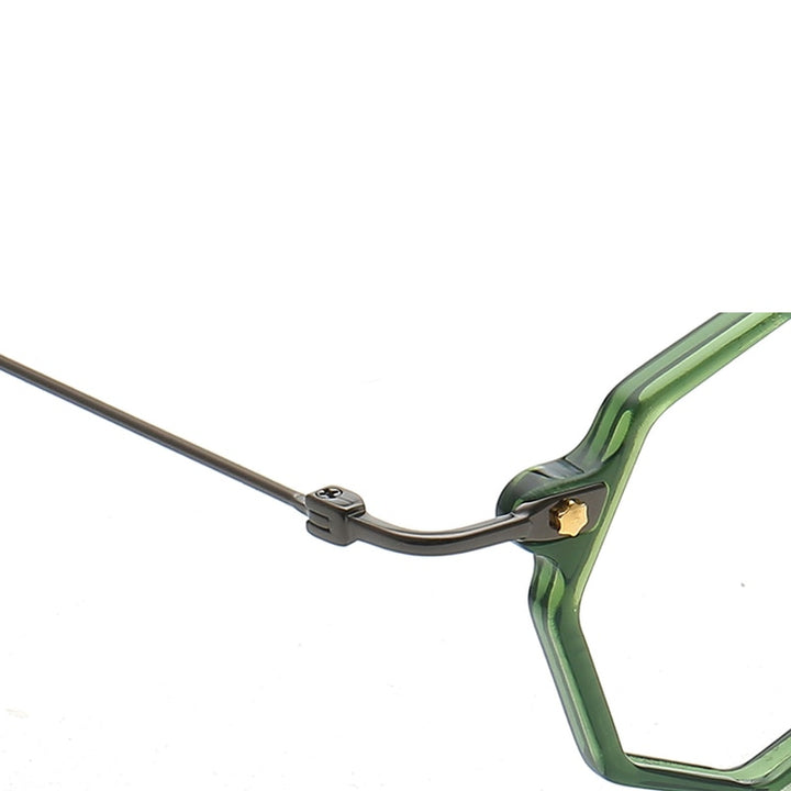 Muzz Unisex Full Rim Small Polygon Acetate Alloy Eyeglasses 013 Full Rim Muzz